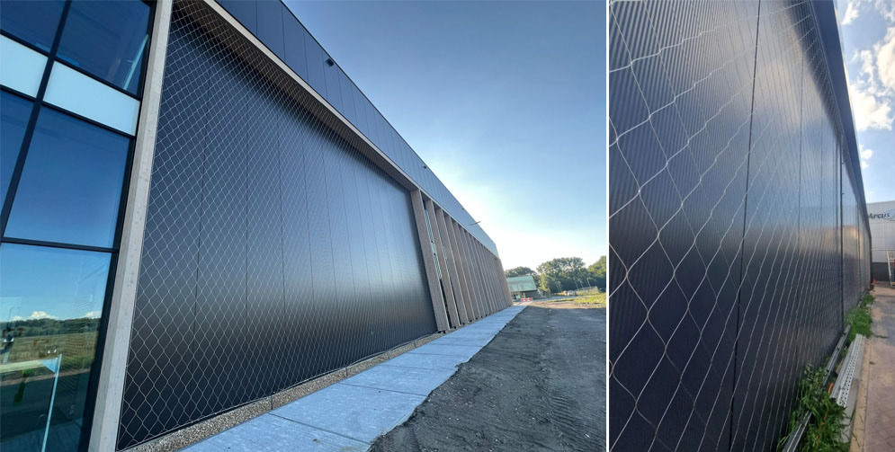 Green Wall Mesh made of materials like Stainless Steel Ferrule Cable Mesh, covering 839㎡ in Holland.