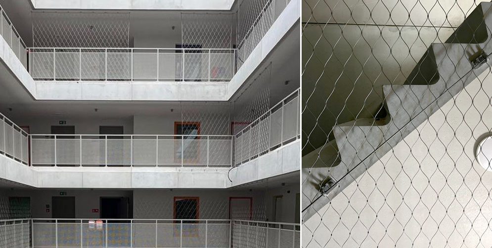 Safety Mesh made of materials including Stainless Steel Ferrule Cable Mesh, covering an area of 411㎡ in Holland.