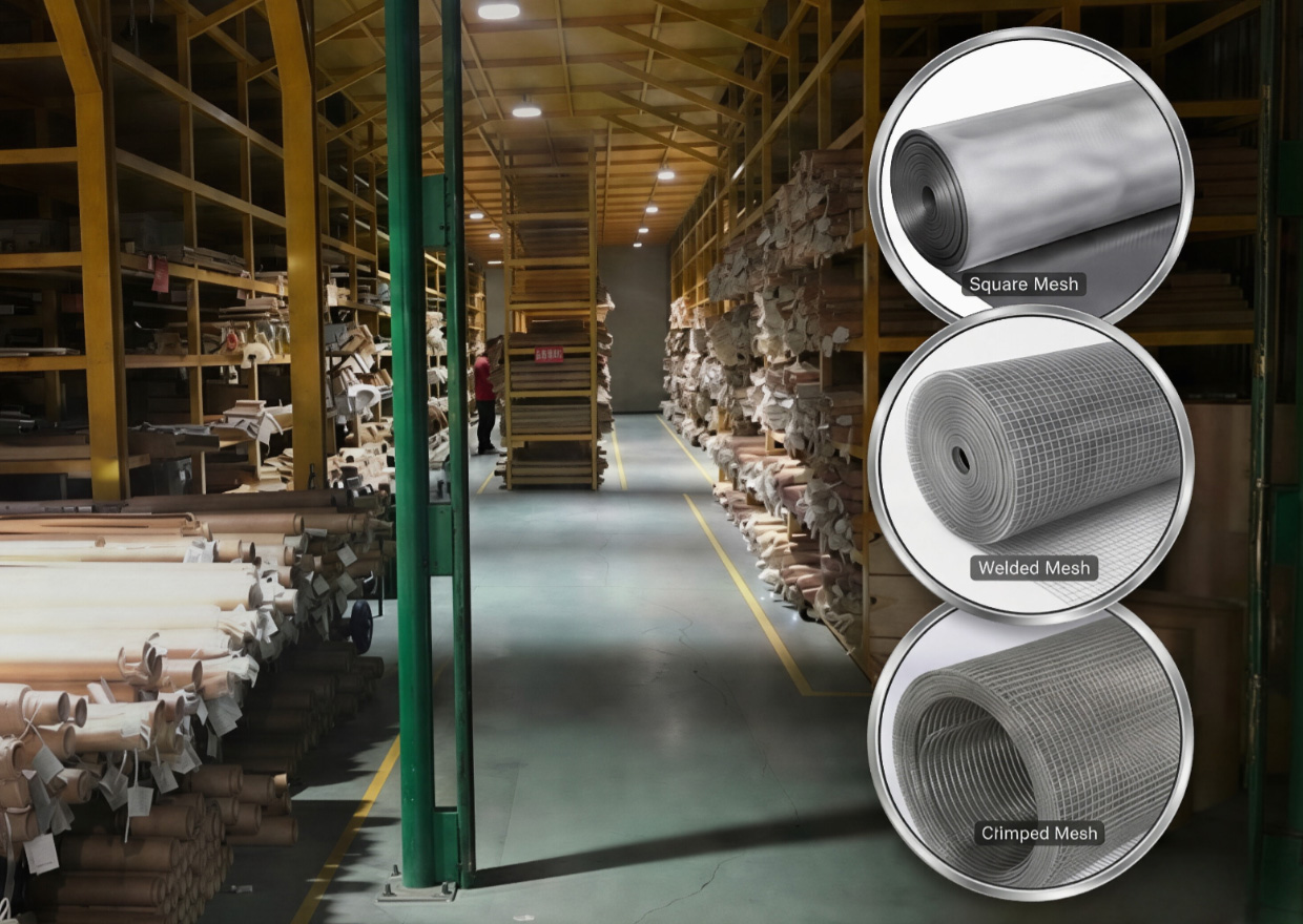Entrepôt en maille métallique BZ : stocks de treillis métalliques en acier inoxydable comprenant maillage carré, maillage soudé et maillage sertifié